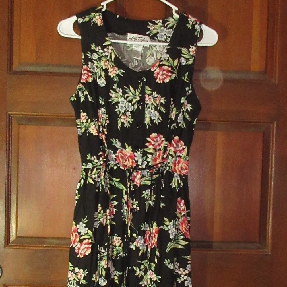 Black Floral Sleeveless Maxi Dress 8 ALIX TAYLOR
